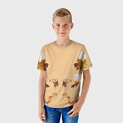Детская футболка Прекрасный осенний листопад / 3D-принт – фото 3