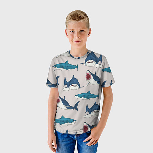 Детская футболка Кровожадные акулы паттерн / 3D-принт – фото 3