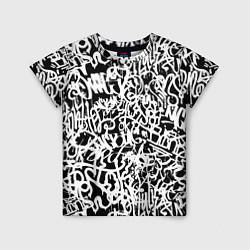 Футболка детская Graffiti white on black, цвет: 3D-принт