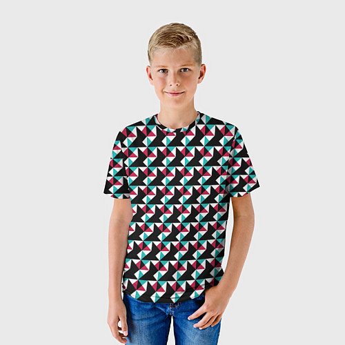 Детская футболка Красно-черный абстрактный узор / 3D-принт – фото 3