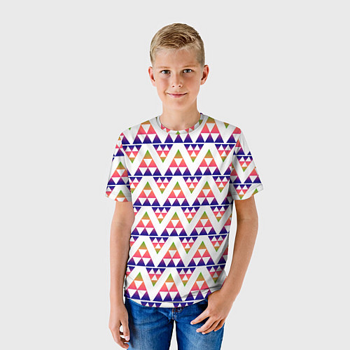 Детская футболка Геометрический узор в виде треугольников / 3D-принт – фото 3