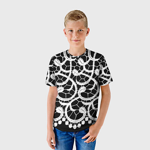 Детская футболка Черно-белое кружево / 3D-принт – фото 3