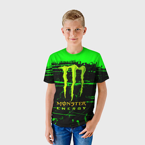 Детская футболка MONSTER ENERGY NEON LOGO / 3D-принт – фото 3