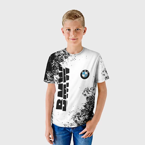 Детская футболка BMW БМВ РАЗРЕЗАННОЕ ЛОГО / 3D-принт – фото 3