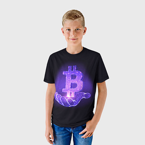 Детская футболка BITCOIN IN HAND БИТКОИН / 3D-принт – фото 3