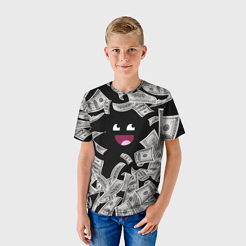 Детская футболка Деньги и купюры смайл / 3D-принт – фото 3