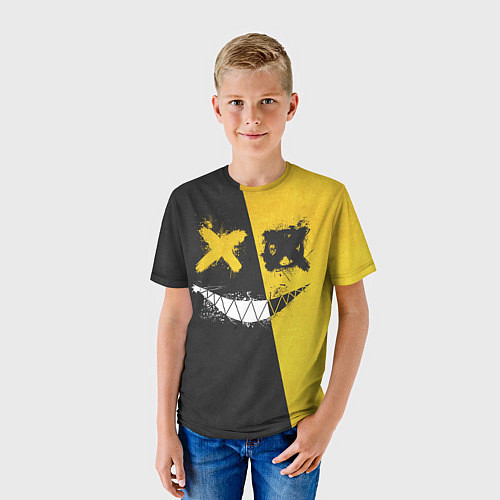 Детская футболка Yellow and Black Emoji / 3D-принт – фото 3