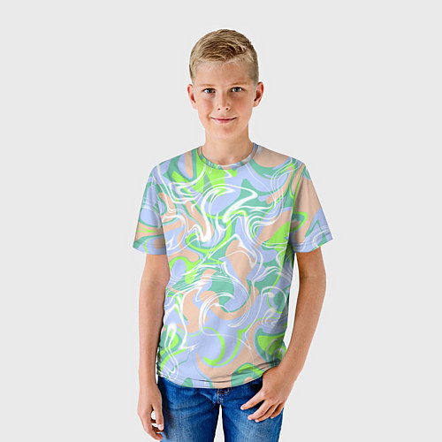 Детская футболка Разноцветные разводы красок / 3D-принт – фото 3