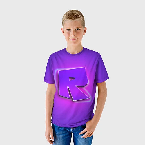 Детская футболка ROBLOX NEON LOGO РОБЛОКС / 3D-принт – фото 3