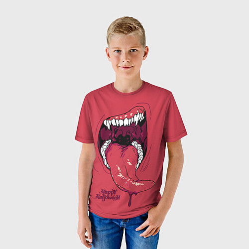 Детская футболка Пасть красного хищника / 3D-принт – фото 3