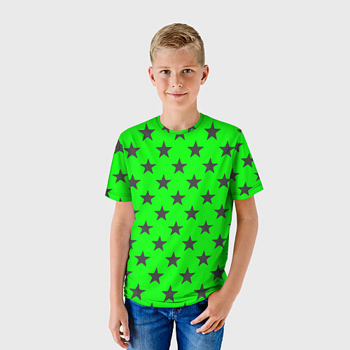 Детская футболка Звездный фон зеленый / 3D-принт – фото 3