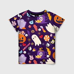 Футболка детская HALLOWEEN BTS BT21 PATTERN БТ21 БТС ХЕЛЛОУИН, цвет: 3D-принт