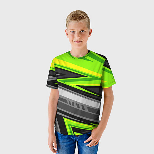 Детская футболка Зеленые линии / 3D-принт – фото 3