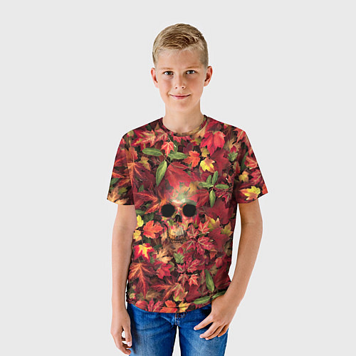 Детская футболка Осенний череп / 3D-принт – фото 3