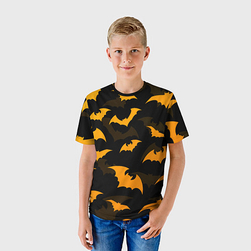 Детская футболка ЛЕТУЧИЕ МЫШИ НОЧЬ ХЕЛЛОУИН HALLOWEEN NIGHT BATS / 3D-принт – фото 3