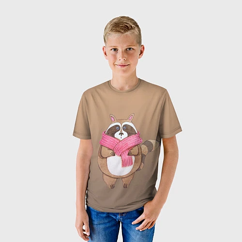 Детская футболка Акварельный енотик / 3D-принт – фото 3