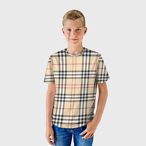 Детская футболка Клетчатый принт в стиле Burberry / 3D-принт – фото 3