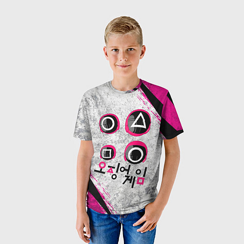 Детская футболка Игра в кальмара: Фигуры / 3D-принт – фото 3