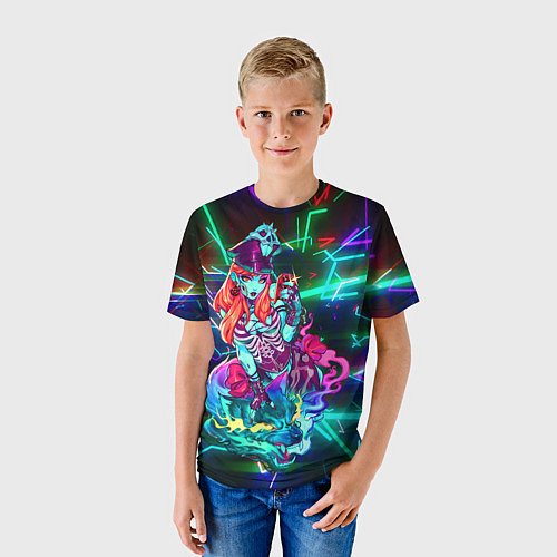 Детская футболка Неоновая ведьма с волком / 3D-принт – фото 3