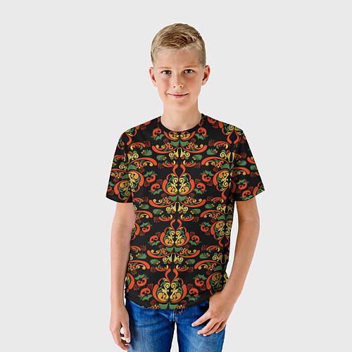 Детская футболка Хохломские узоры II black / 3D-принт – фото 3