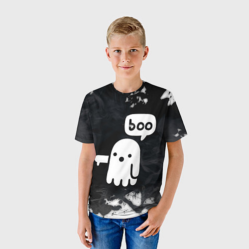 Детская футболка ХЕЛЛУОИН ПРИВЕДЕНИЕ БУ! HALLOWEEN GHOST BOO! / 3D-принт – фото 3