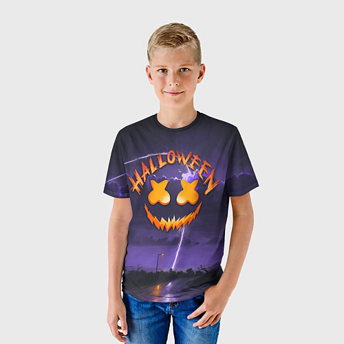 Детская футболка ХЕЛЛОУИН НОЧЬ HALLOWEEN NIGHT MARSHMELLO / 3D-принт – фото 3