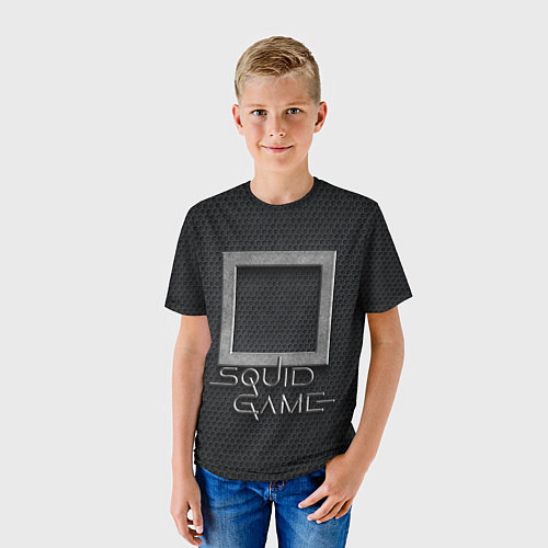 Детская футболка ИГРА В КАЛЬМАРА СИМВОЛ КВАДРАТ SQUID GAME / 3D-принт – фото 3