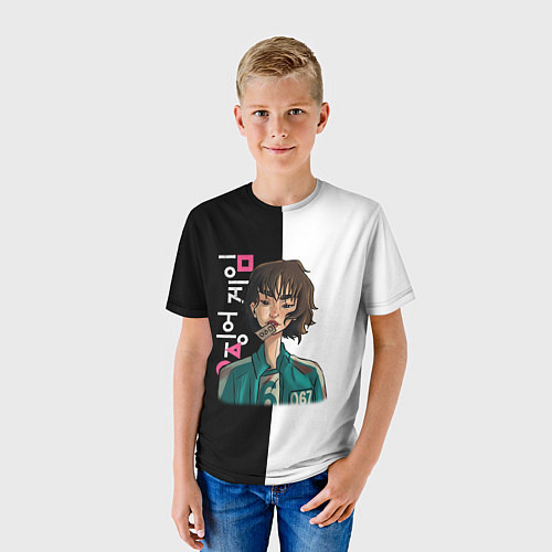 Детская футболка ИГРА В КАЛЬМАРА НОМЕР 067 SQUID GAME / 3D-принт – фото 3
