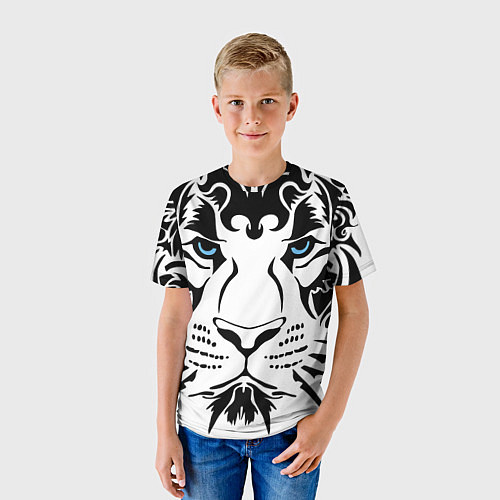 Детская футболка Водяной голубоглазый тигр / 3D-принт – фото 3