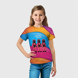 Футболка детская Игра в кальмара - красочный фон, цвет: 3D-принт — фото 2