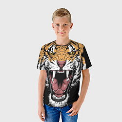 Футболка детская Оскал амурского тигра, цвет: 3D-принт — фото 2