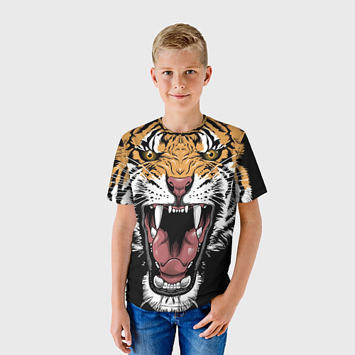 Детская футболка Оскал амурского тигра / 3D-принт – фото 3