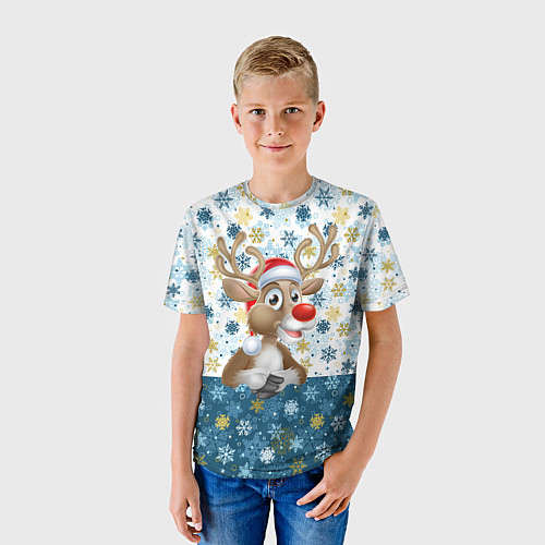 Детская футболка Весёлый Оленёнок / 3D-принт – фото 3