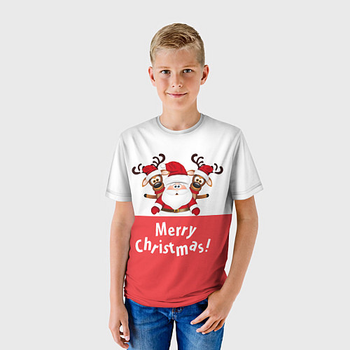 Детская футболка Санта с 2 Оленями / 3D-принт – фото 3