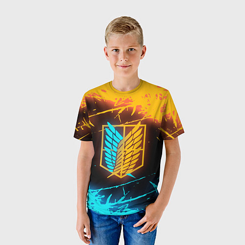 Детская футболка Атака Титанов: Подсветка Неона / 3D-принт – фото 3