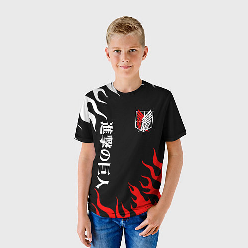 Детская футболка Атака Титанов: Нарисованный огонь / 3D-принт – фото 3