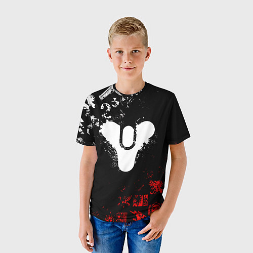 Детская футболка DESTINY 2 RED & WHITE PATTERN LOGO / 3D-принт – фото 3