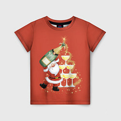 Футболка детская Дед Мороз и шампанское, цвет: 3D-принт
