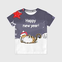 Футболка детская Happy New Year 2022 Тигр, цвет: 3D-принт