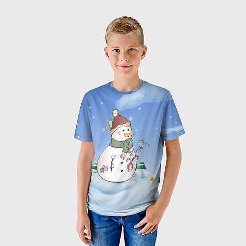 Детская футболка Веселый Снеговичок / 3D-принт – фото 3