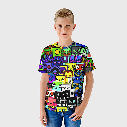 Детская футболка GEOMETRY DASH ВСЕ СКИНЫ / 3D-принт – фото 3