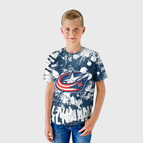 Детская футболка Коламбус Блю Джекетс, Columbus Blue Jackets / 3D-принт – фото 3