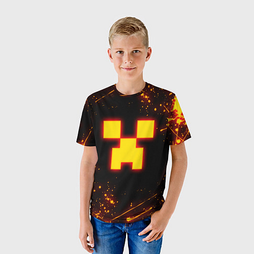 Детская футболка ОГНЕННЫЙ КРИПЕР, МАЙНКРАФТ / 3D-принт – фото 3