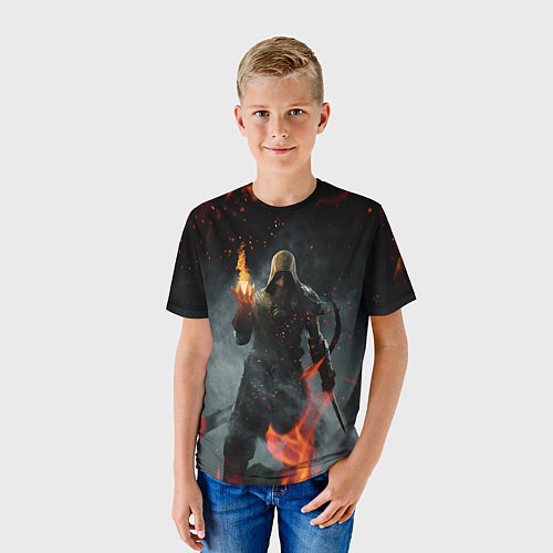 Детская футболка TES SKYRIM DOVAHKIN FLAME ДРАКОНОРОЖДЕННЫЙ / 3D-принт – фото 3