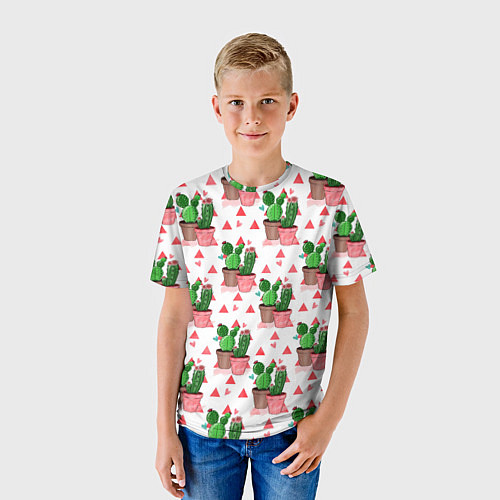 Детская футболка Кактусы в горшках / 3D-принт – фото 3