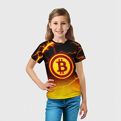 Футболка детская ОГНЕННЫЙ БИТКОИН HODL IT BITCOIN, цвет: 3D-принт — фото 2