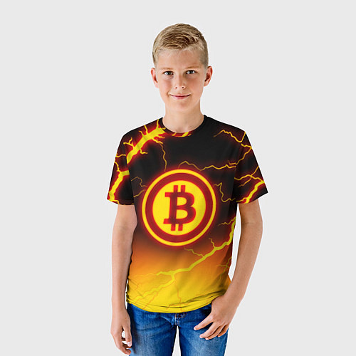 Детская футболка ОГНЕННЫЙ БИТКОИН HODL IT BITCOIN / 3D-принт – фото 3