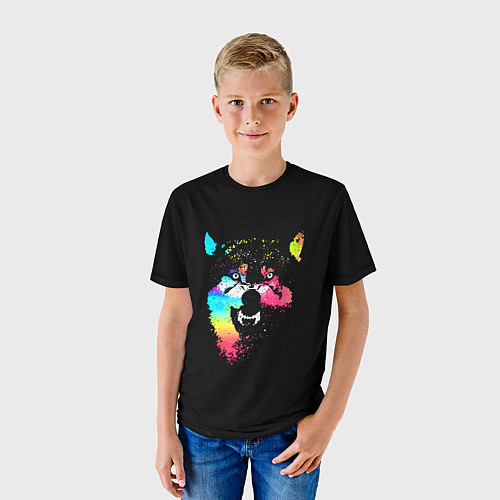 Детская футболка Неоновый свирепый волк / 3D-принт – фото 3