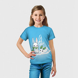 Футболка детская Let it snow Зайчик и снежок, цвет: 3D-принт — фото 2