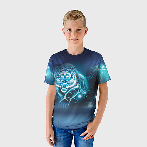 Детская футболка Молниеносный тигр / 3D-принт – фото 3